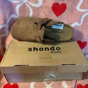 Shondo Brown Suede Slip-On Clogs